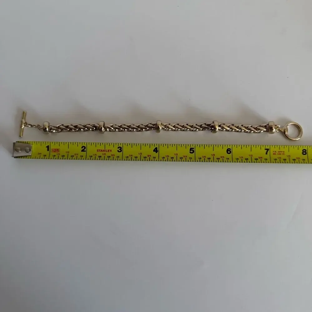 Ralph Lauren Gold Tone Chunky Toggle Chain BraceletTextured Links